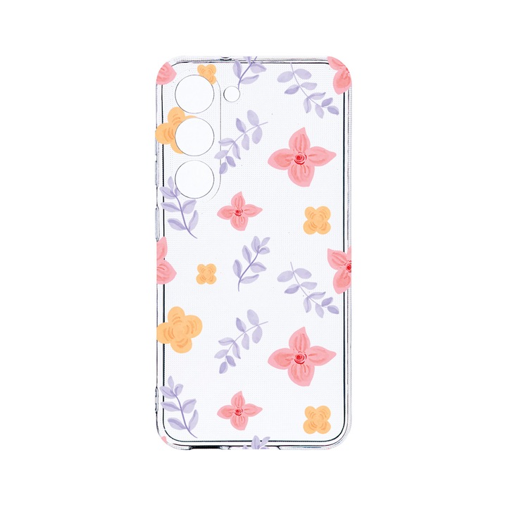 Husa BestCase® Clear Silicon 2MM, Compatibila Cu Samsung Galaxy S23 Plus, Flower Pattern, Antisoc, Protectie Camera, Margini ridicate pentru protectia ecranului, T 978