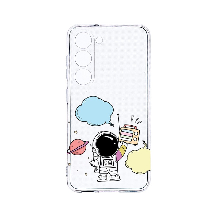 Husa BestCase® Clear Silicon 2MM, Compatibila Cu Samsung Galaxy S23 Plus, Astronaut, Antisoc, Protectie Camera, Margini ridicate pentru protectia ecranului, T 977