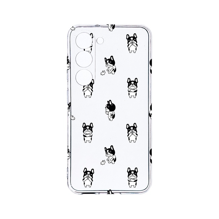 Husa BestCase® Clear Silicon 2MM, Compatibila Cu Samsung Galaxy S23 Plus, Bulldog Pattern, Antisoc, Protectie Camera, Margini ridicate pentru protectia ecranului, T 1043