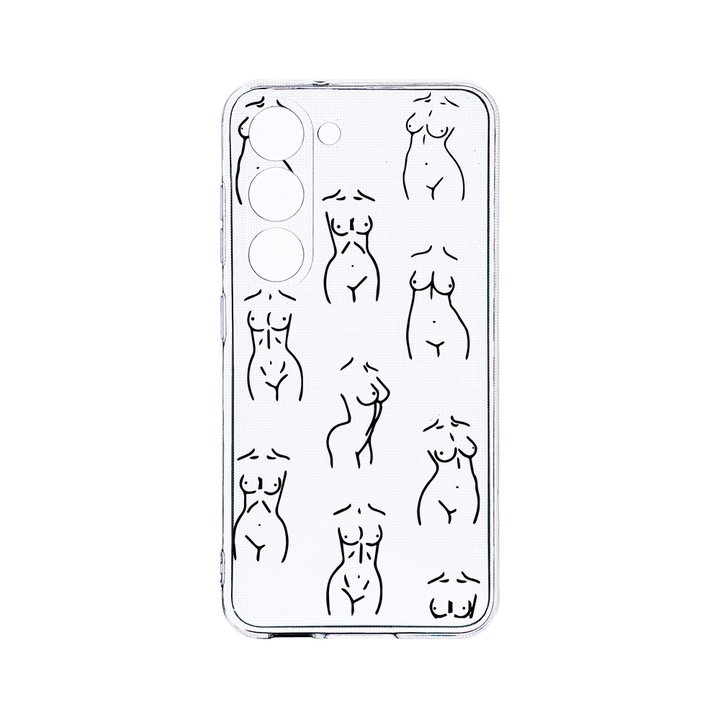 Husa BestCase® Clear Silicon 2MM, Compatibila Cu Samsung Galaxy S23 Plus, Body Pattern, Antisoc, Protectie Camera, Margini ridicate pentru protectia ecranului, T 1061