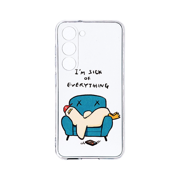 Husa BestCase® Clear Silicon 2MM, Compatibila Cu Samsung Galaxy S23 Plus, I'm Sick Of Everything, Antisoc, Protectie Camera, Margini ridicate pentru protectia ecranului, T 1017