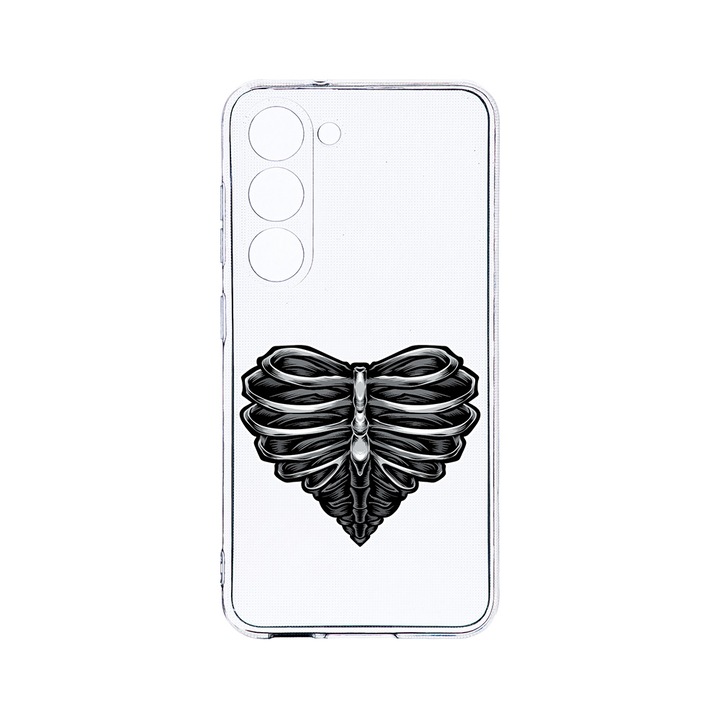 Husa BestCase® Clear Silicon 2MM, Compatibila Cu Samsung Galaxy S23, Skeleton Heart, Antisoc, Protectie Camera, Margini ridicate pentru protectia ecranului, T 1024
