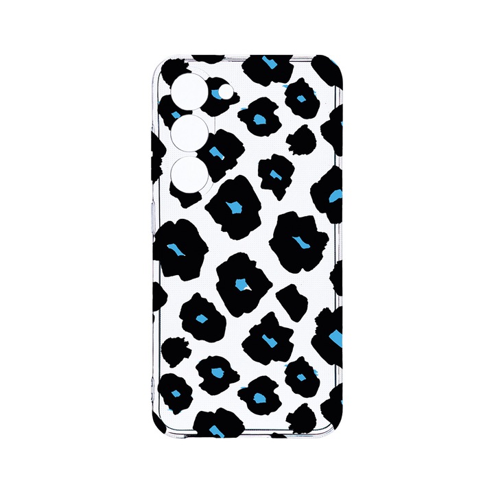 Husa BestCase® Clear Silicon 2MM, Compatibila Cu Samsung Galaxy S23 Plus, Blue Leopard Pattern, Antisoc, Protectie Camera, Margini ridicate pentru protectia ecranului, T 1039
