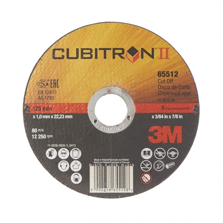 Disc abraziv pentru debitat 125x1 3M CUBITRON II pentru Inox si metal