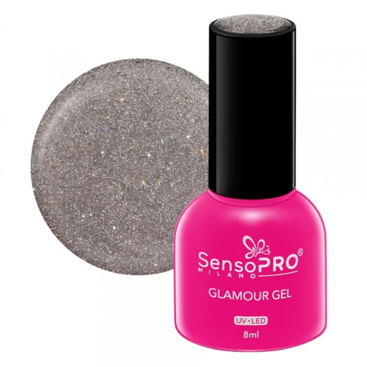 Oja Semipermanenta Glamour Gel SensoPRO Milano 8ml, Platinum Dust #110