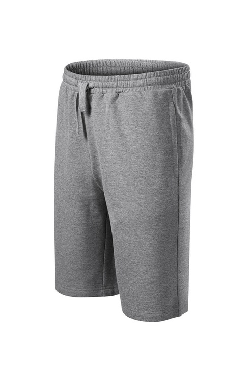 Pantaloni scurti de barbati, 65% Bumbac, Croiala dreapta, Buzunare laterale cu bordura, Talie elastica, Ajustabil cu snur, Gri