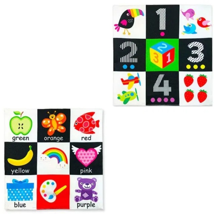 Paturica senzoriala pentru bebe, jucarie moale educativa, 27 x 27 cm, Empria, Cifre