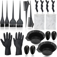 Set complet pentru vopsit parul, NUODWELL, 20 de bucati, perie de vopsit parul si bol de ungere, sal de unica folosinta, manusi, agrafe, negru