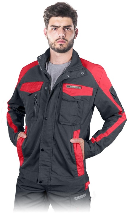 Jacheta de avertizare barbati, Leber Hollman, Poliester/Bumbac, Gri/Rosu, Marimea M