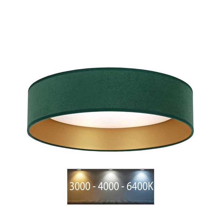 Plafoniera LED, Brilagi, Plastic / Textil, 3 Temperaturi de culoare, 30 cm, Clasa G, Verde / Auriu
