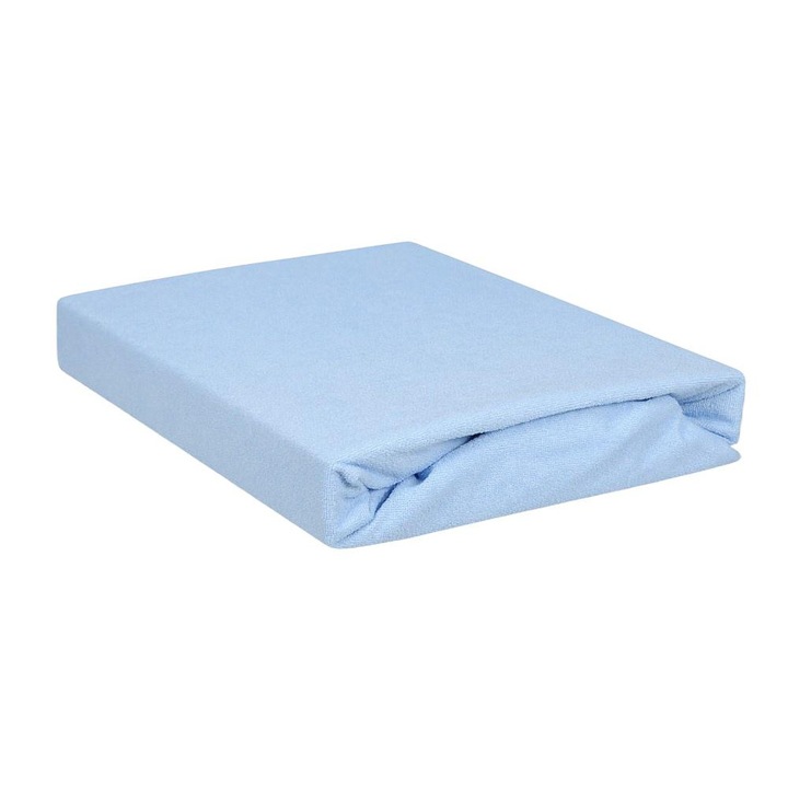 Водоустойчив чаршаф Matex с еластична лента и хавлиен дишащ защитен слой, 140 x 200 см, син