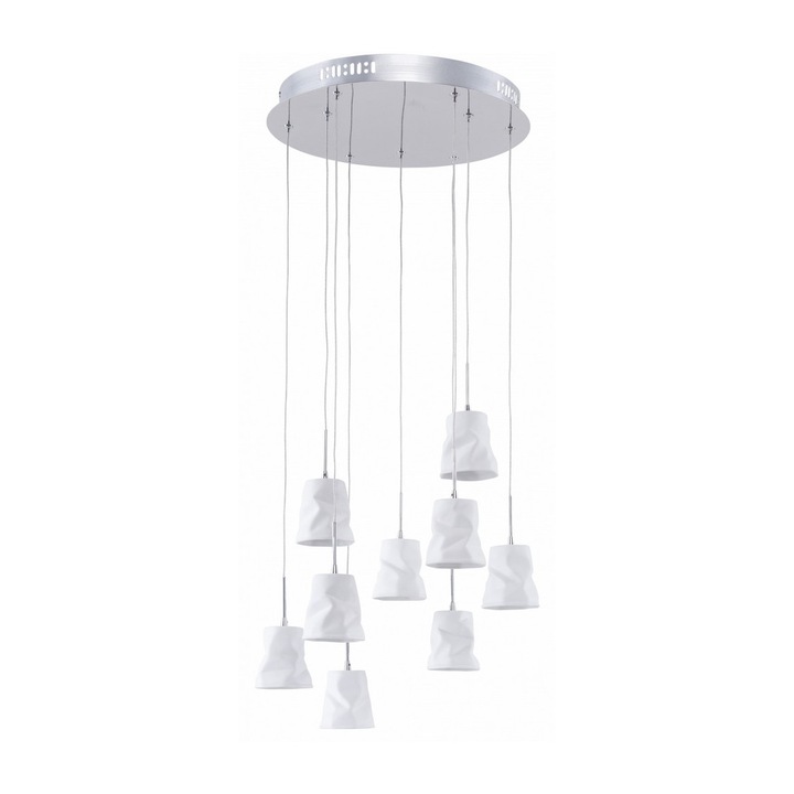 Полилей с 9 висулки, Spot-Light, G4, 120 см, Метал, Бял