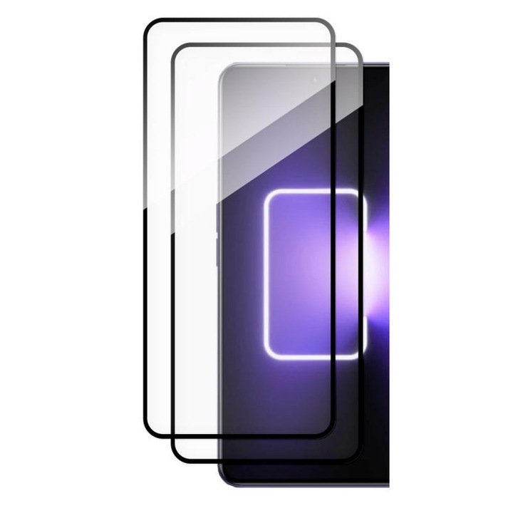 SET 2x 9H teljes képernyős edzett üveg Realme GT Neo 5 / Realme GT3 fekete kerettel
