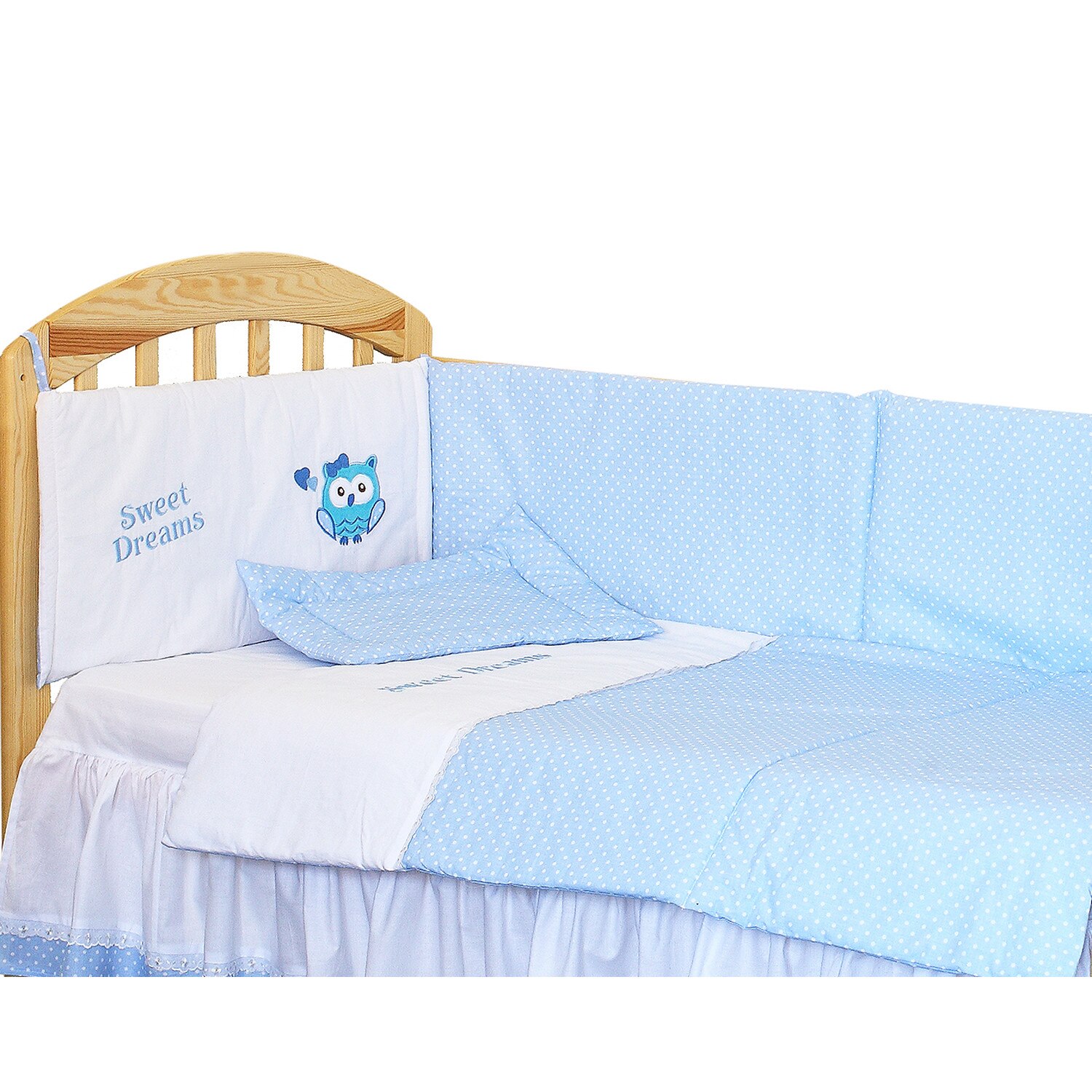 Lenjerie 5 piese, owl, albastra 120 x 60 cm