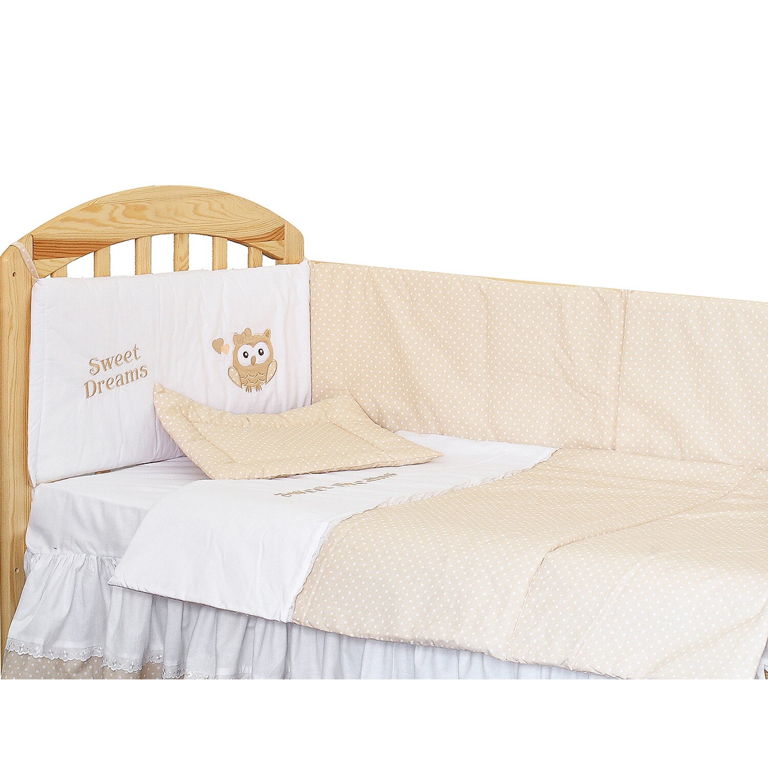 Lenjerie 5 piese, owl, crem 120 x 60 cm