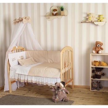 Lenjerie 6 piese cu baldachin, owl, crem 120 x 60 cm Lenjerie 6 piese cu baldachin, owl, crem 120 x 60 cm