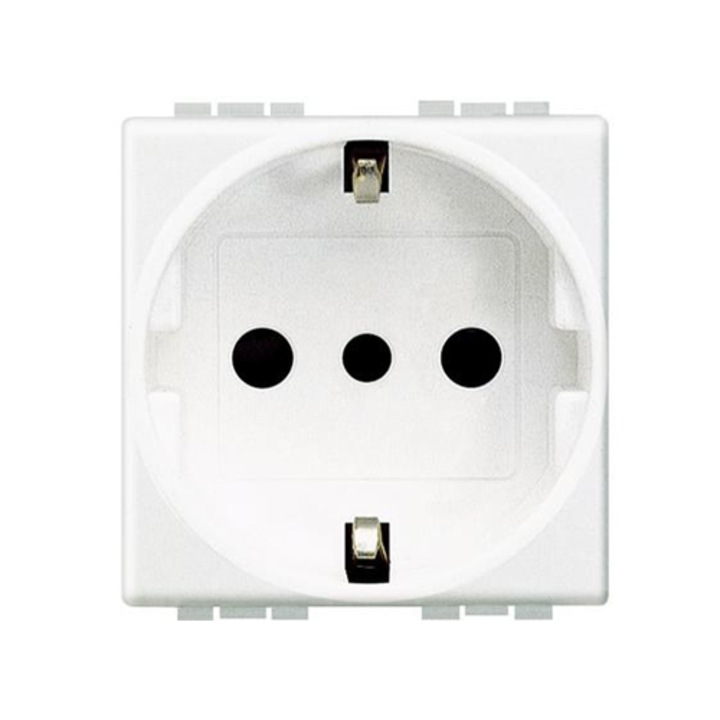 Priza Legrand Bticino LivingLight N4140 2P+E 10A 2 Module Alb