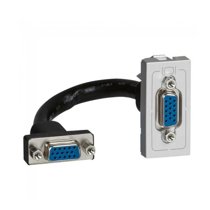 Priza HD15 Precablat Legrand Mosaic 079377 1 Modul Aluminiu