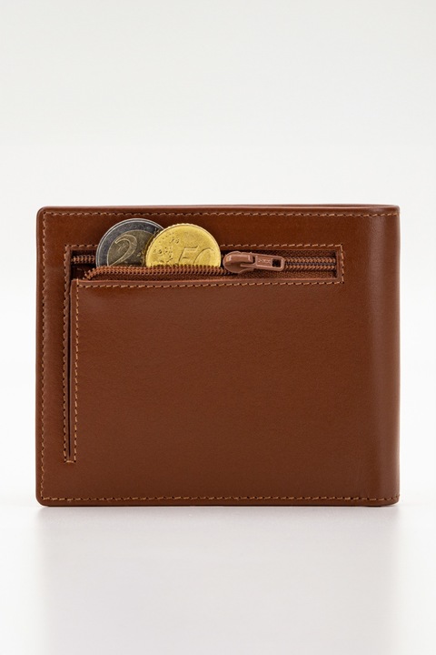 Klasszikus vékony modern férfi pénztárca, Richhoff, RFID védelem, prémium természetes bőr, díszdobozba csomagolva, konyak/barna szín