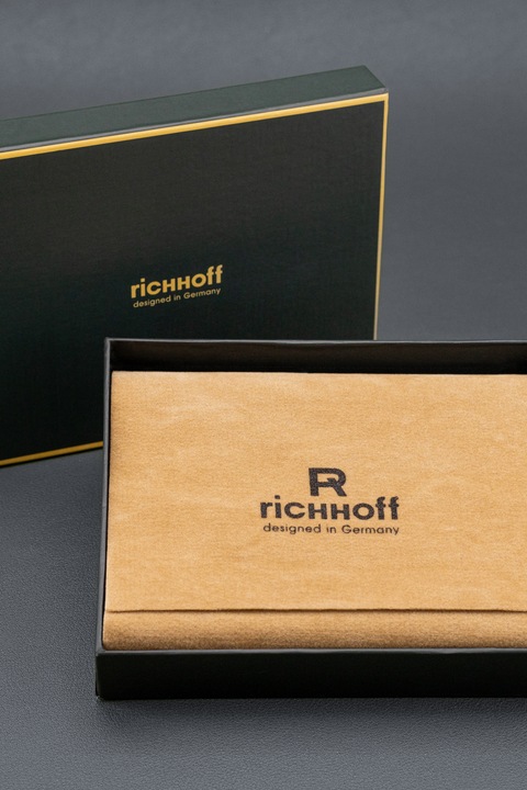 Портфейли Richhoff 3 в 1 унисекс, естествена кожа, 3 портфейла за карти с RFID, 1 портфейл, 1 портфейл за кола, цвят зелено/коняк
