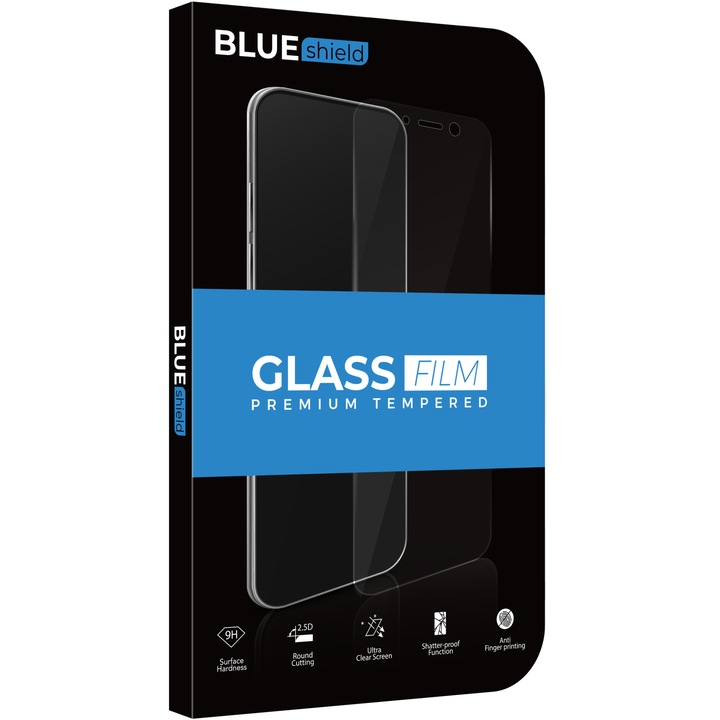 BLUE Shield Screen Protector за Samsung Galaxy M40 M405 / A60 A606, защитено стъкло, пълно лепило, 2.5D, черен 299124