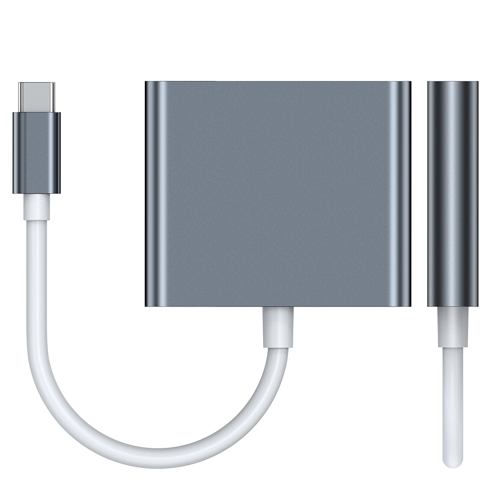 HUB адаптер 3 в 1, С щепсел Type-C, 1 HDMI порт 4k/30HZ, 1 USB Type-C ...
