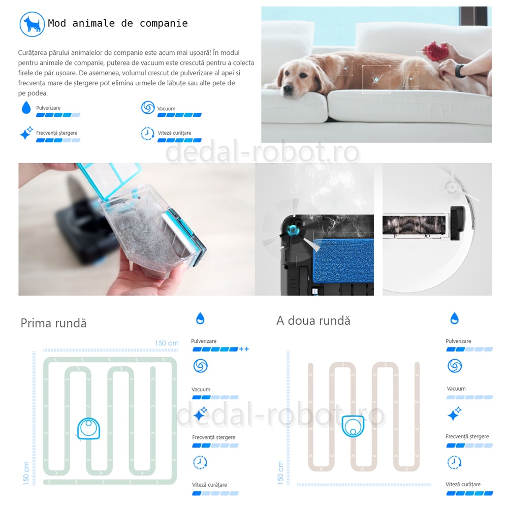 Robot aspirator Mop HOBOT LEGEE 7, Memorare Harta, Forta Mop, 5G si 2.4G W-Fi, Siri/ok Google, Curatare pe camere