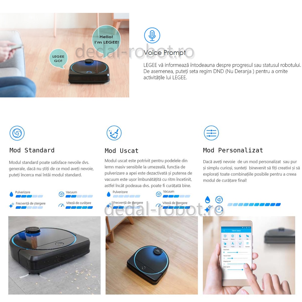 Robot aspirator Mop HOBOT LEGEE 7, Memorare Harta, Forta Mop, 5G si 2.4G W-Fi, Siri/ok Google, Curatare pe camere