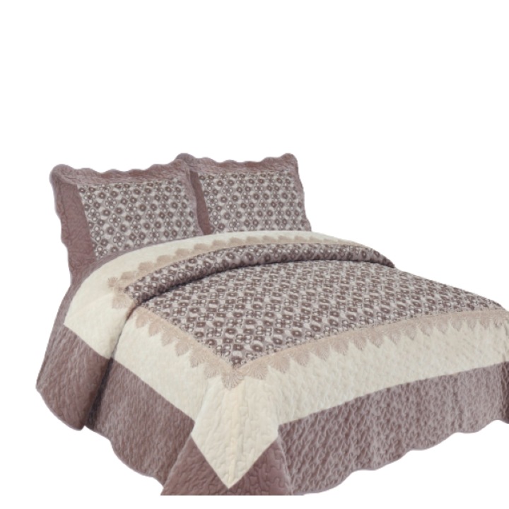 Одеяло и 2 калъфки за възглавници, Lux Velvet, 3 части, 2 лица, 180x200см, Кремаво