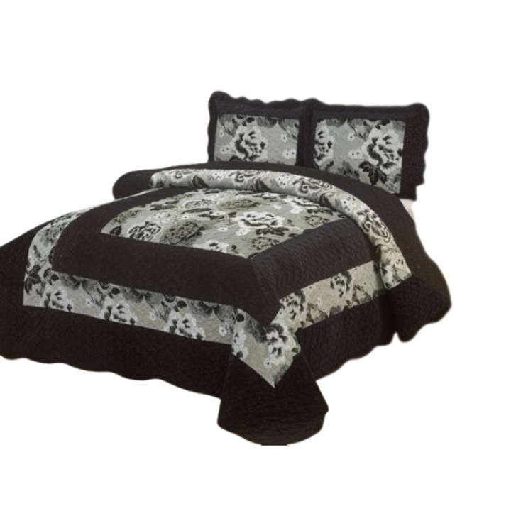 Cuvertura si 2 fete de perna, Catifea Lux, 3 piese, 2 persoane, 230x250cm, Maro