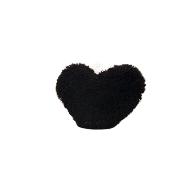 Пухкава декоративна възглавница, форма на сърце, Jojo Home, 40x30x10см, черна
