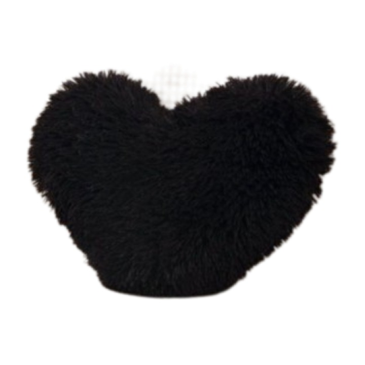 Perna decorativa Fluffy, forma Inima, Jojo Home, 40x30x10cm, Negru