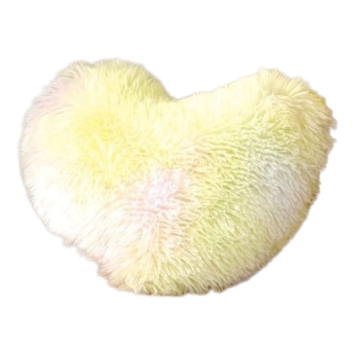 Perna decorativa Fluffy, forma Inima, Jojo Home, 40x30x10cm, Alb-Galben