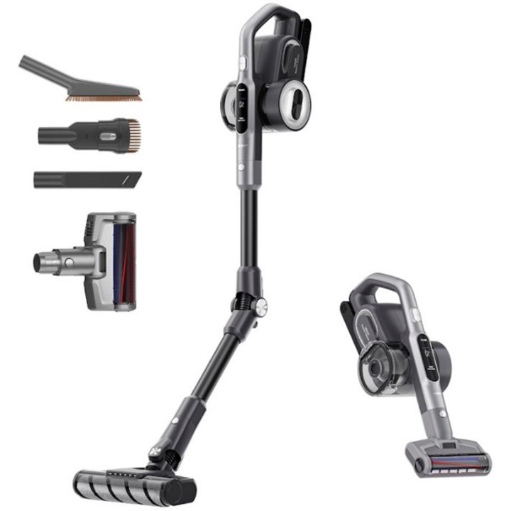 Вертикална прахосмукачка JIMMY H8 FLEX Cordless Vacuum Cleaner, Мощност 550W, 185 AW, Автономия 65 мин, Черен/Сив