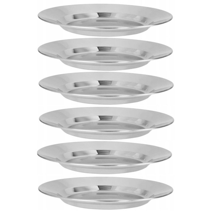Set 6 farfurii intinse din inox -lucios, 26 cm, Grunberg, IFM26/Set6