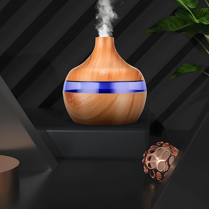 Diffuzor Retoo Ultrahangos aromaterápiás diffúzor és párásító, LED, 7 szín, 300 ...