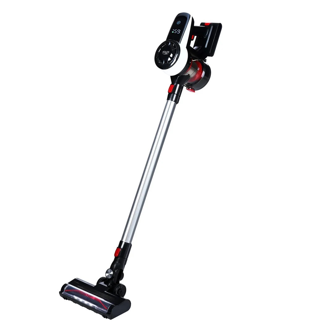 Aspirator Vertical Fara Fir, Adler, AD7048, 350 W, 18 kPa, Acumulator 2000 mAh, Afisaj LED, Recipient Pentru Praf 0.8 L, Negru/Alb