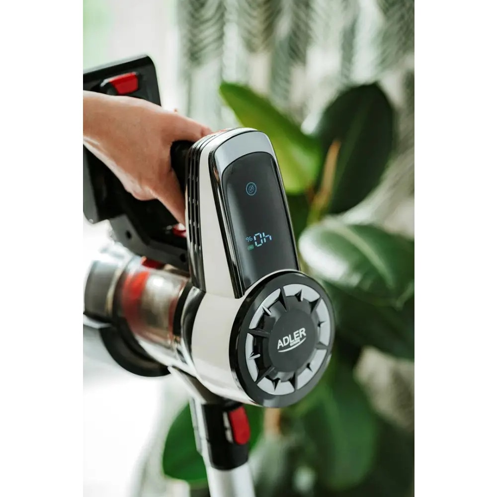 Aspirator Vertical Fara Fir, Adler, AD7048, 350 W, 18 kPa, Acumulator 2000 mAh, Afisaj LED, Recipient Pentru Praf 0.8 L, Negru/Alb