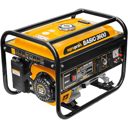 Generator de curent AgroPro BASIC 3600, putere max 3.1 kW, Euro 5, motor 7 CP, 210 cmc, benzina, rezervor 15 L, AVR, monofazat