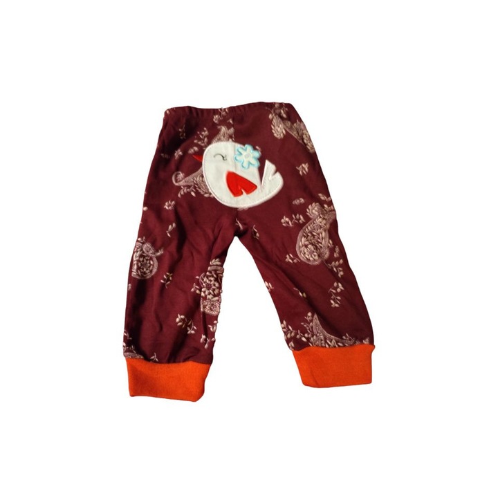 Pantaloni lungi pentru bebelusi, Visiniu, vrabiuta, Visiniu inchis, 68 CM