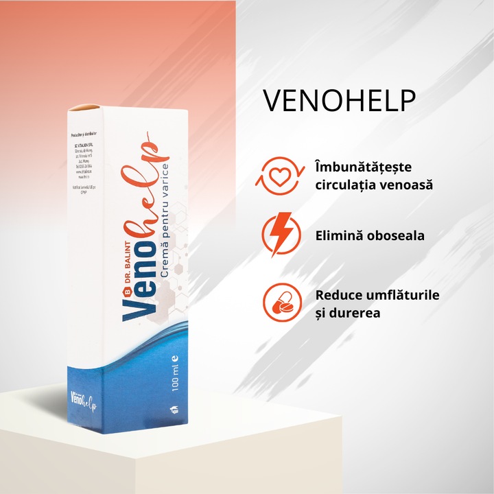 Crema pentru picioare grele, umflate, varice, Dr. Balint, Venohelp, 100 ml