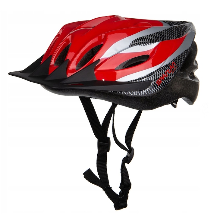 Каска за велосипед, Spartan Sport, размер S 51-54см, черна/червена/сива