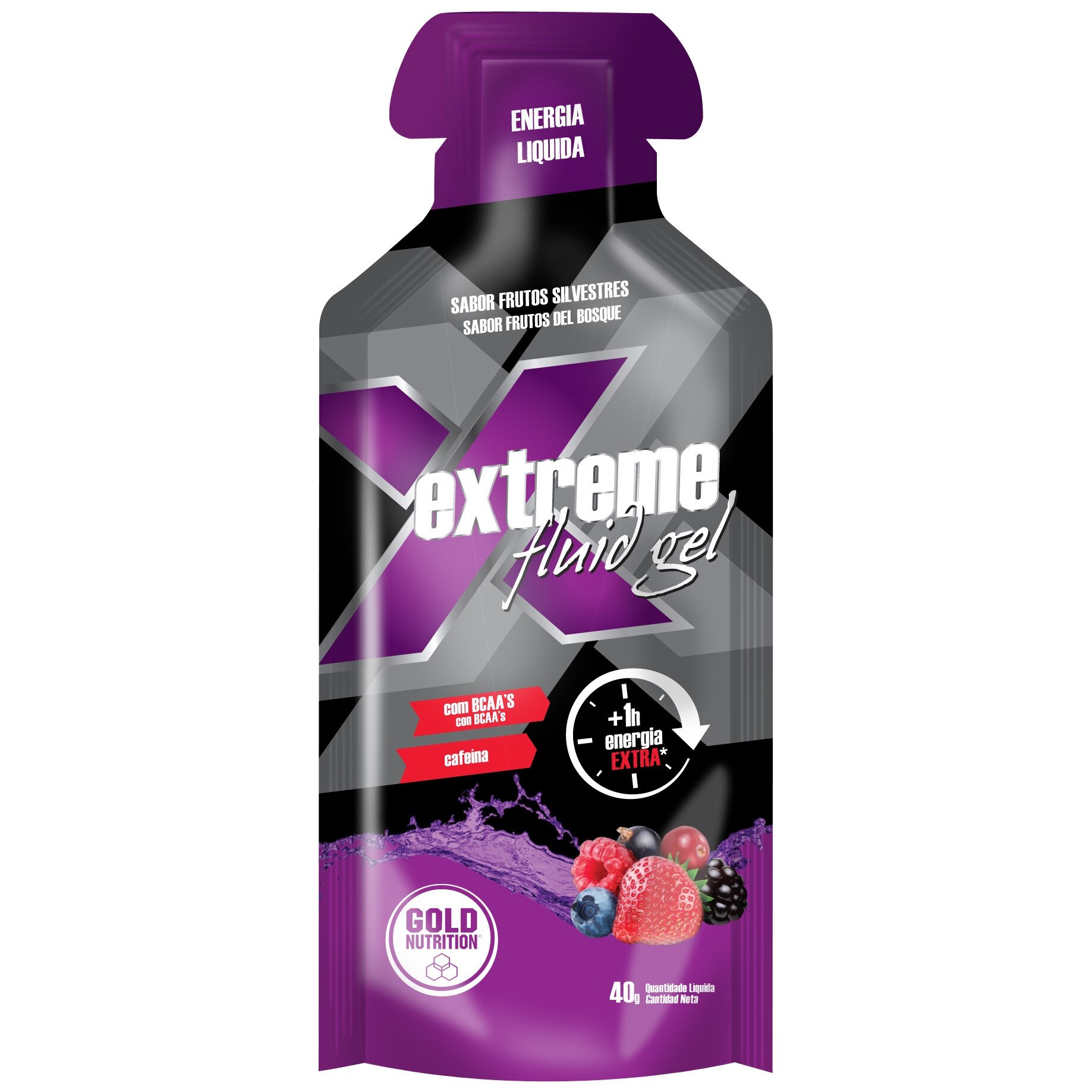 Gel energizant, GoldNutrition, EXTREME FLUID GEL FRUCTE PADURE, 40 G