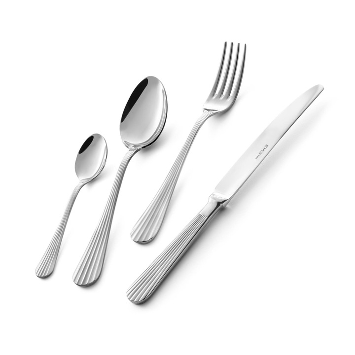 Set 49 tacamuri pentru 12 persoane, Eme, Eden, Inox, Argintiu, Grosime 3,00mm