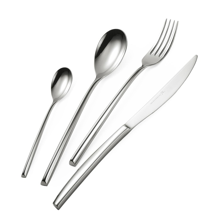 Set 75 tacamuri pentru 12 persoane, Eme, Vanity, Inox, Argintiu, Grosime 8.00mm