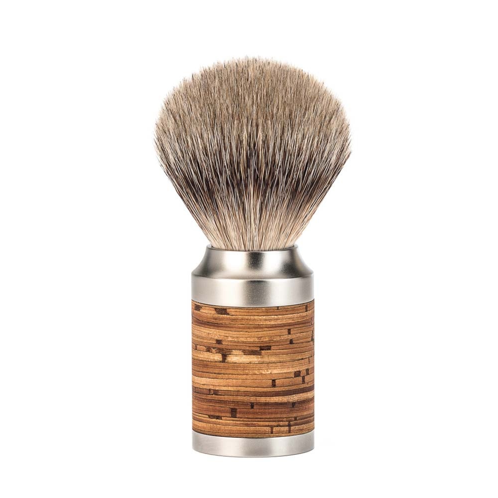 Pamatuf Silvertip Badger cu par de bursuc si maner din otel si scoarta de mesteacan Muehle Rocca 091 M 95 ROCCA