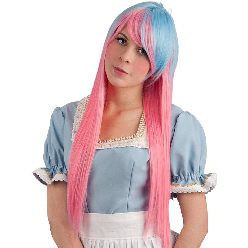 Peruca roz cosplay lunga