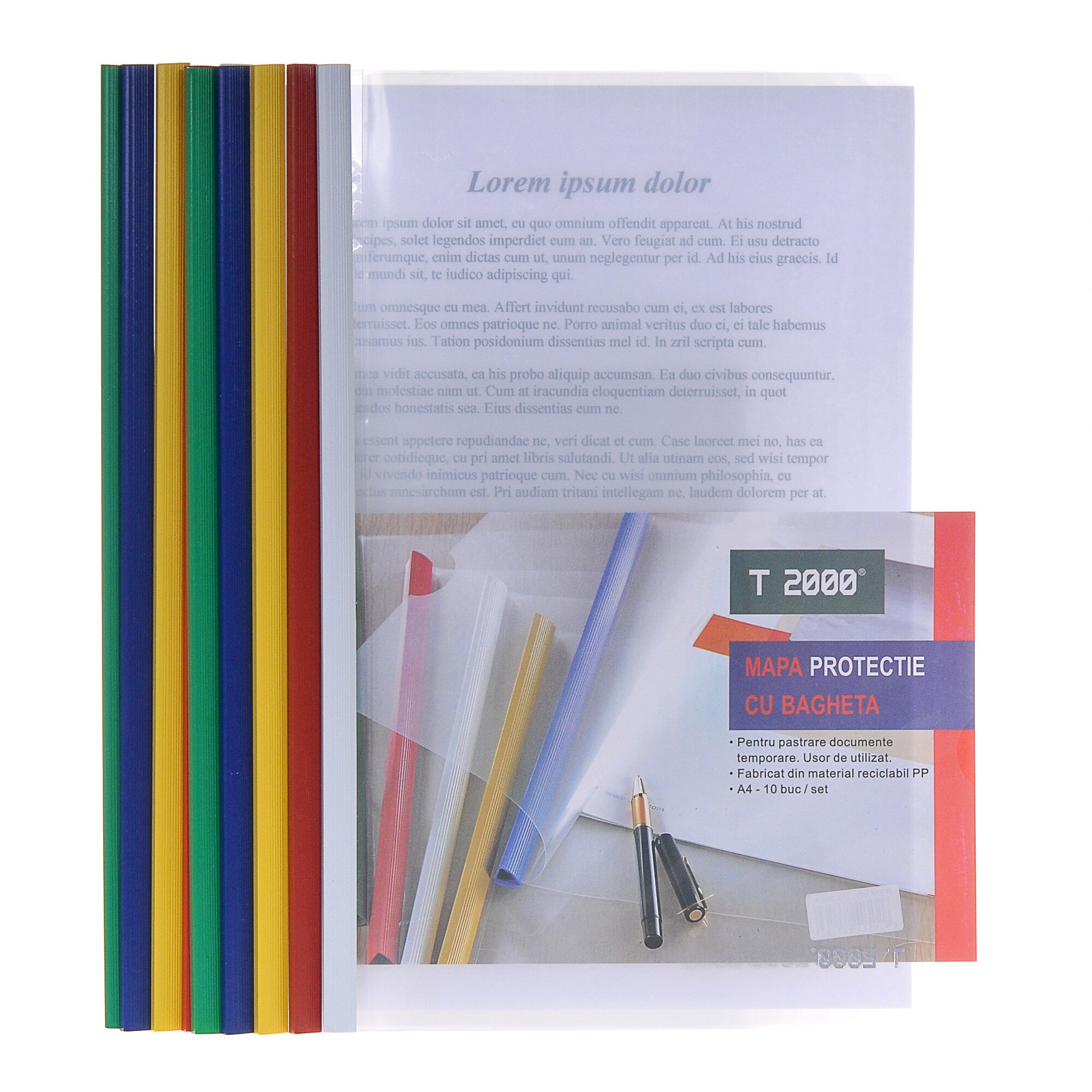 Mapa A4, transparenta cu bagheta color, US-285