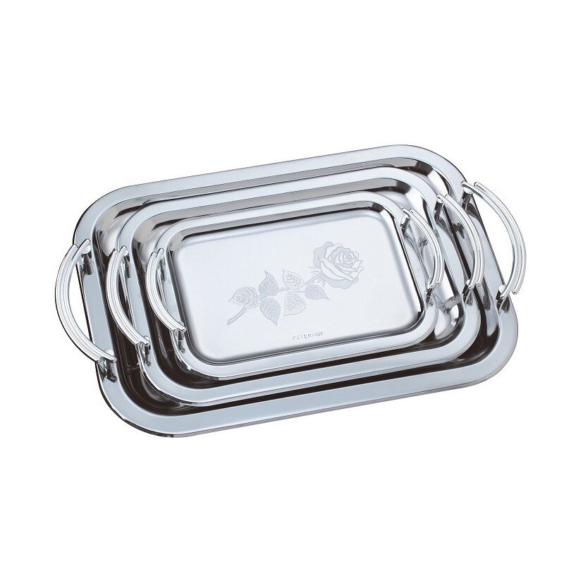Set 3 tavi inox pentru servit Peterhof PH-16107, 26.5×19 cm, 36.5 x 23 cm, 41×29 cm