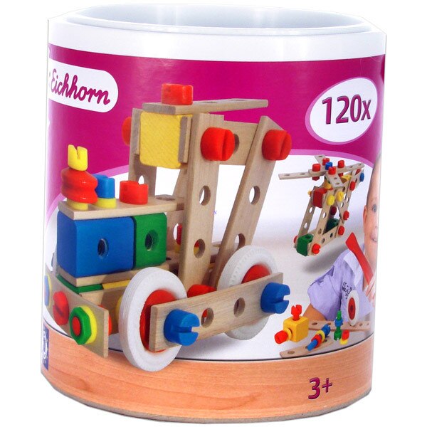 Cuburi de constructii din lemn, Eichhorn, 120 buc